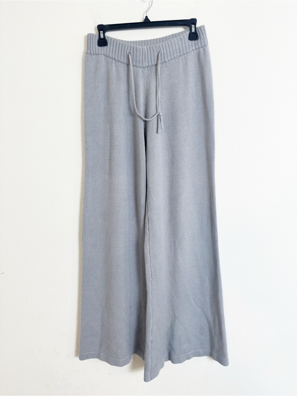 Hanifa Light Gray Ribbed Knit wide leg pants
